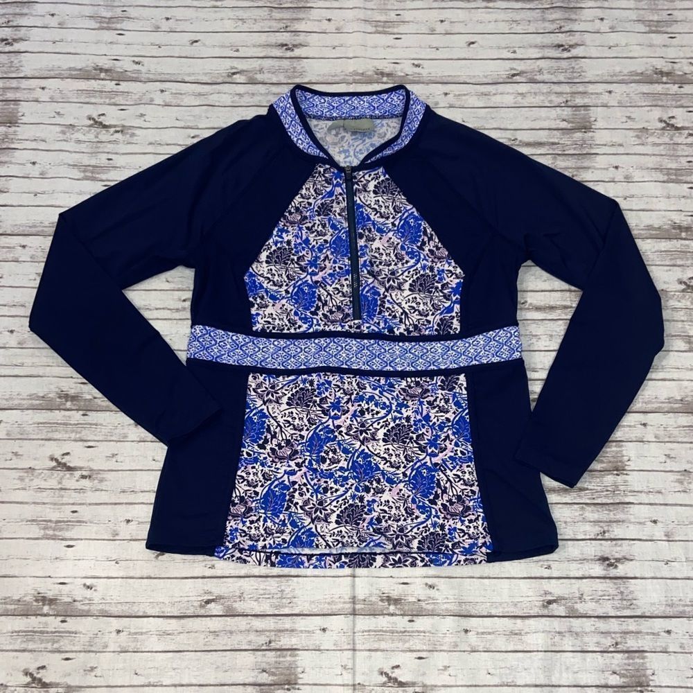 Athleta Indigo Shores Half Zip Rash Guard
